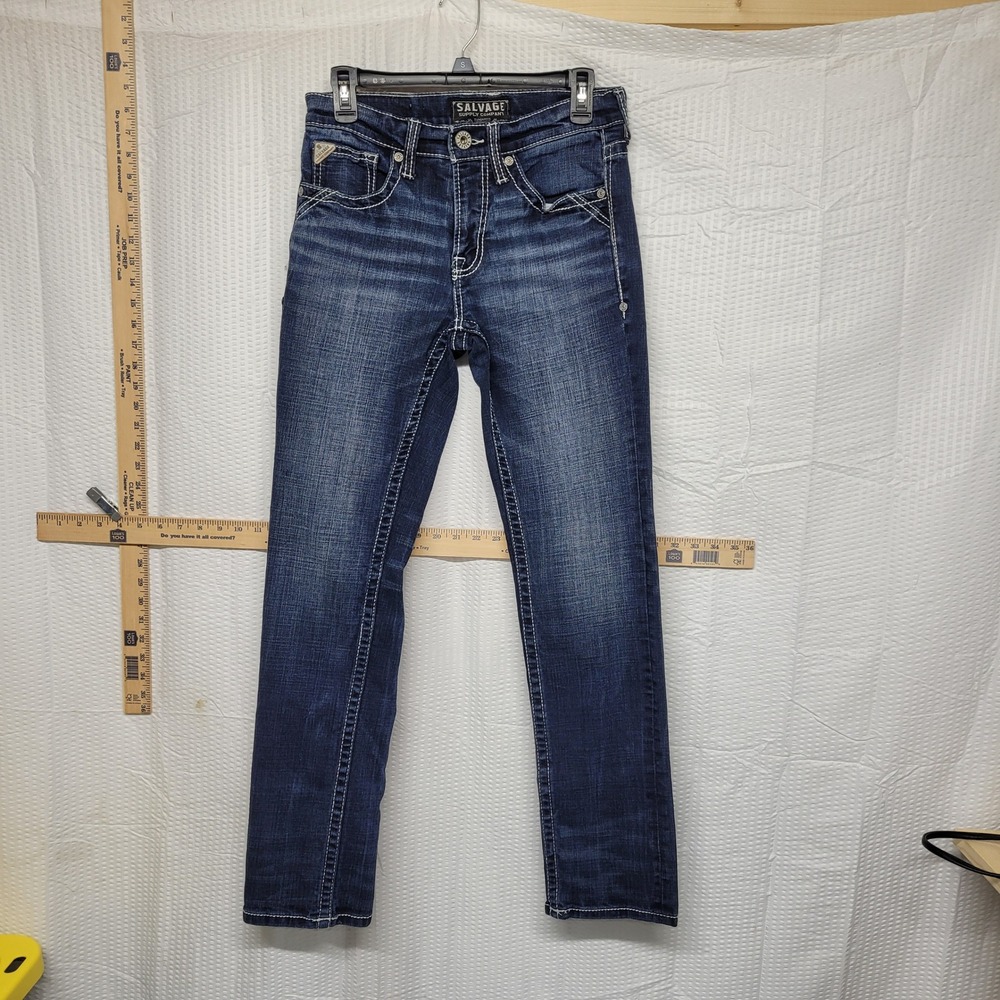 Salvage Havoc Straight Slim Fit Jeans Mens 30x32 Blue Excellent Embroidered